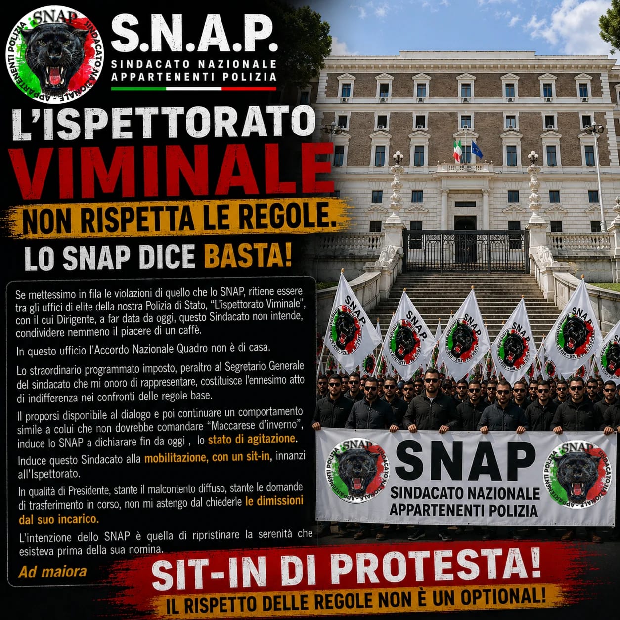 DISACCORDO NAZIONALE ALL'ISPETTORATO VIMINALE
