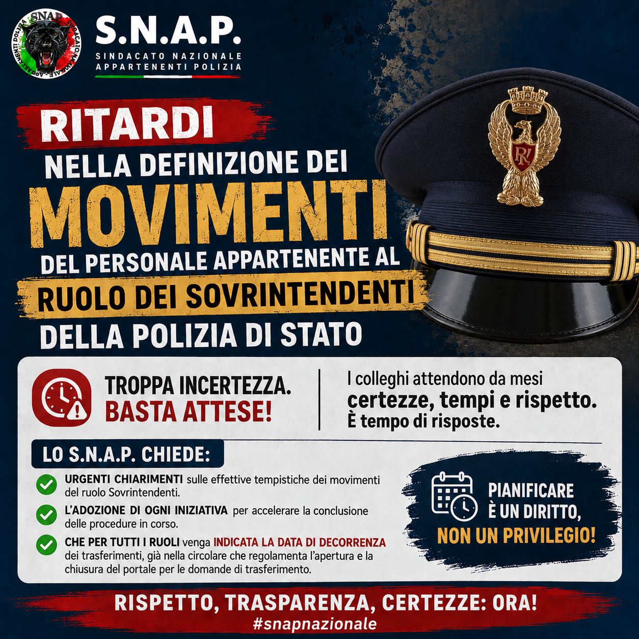 INTERVENTO MOVIMENTAZIONE PERSONALE POLIZIA DI STATO