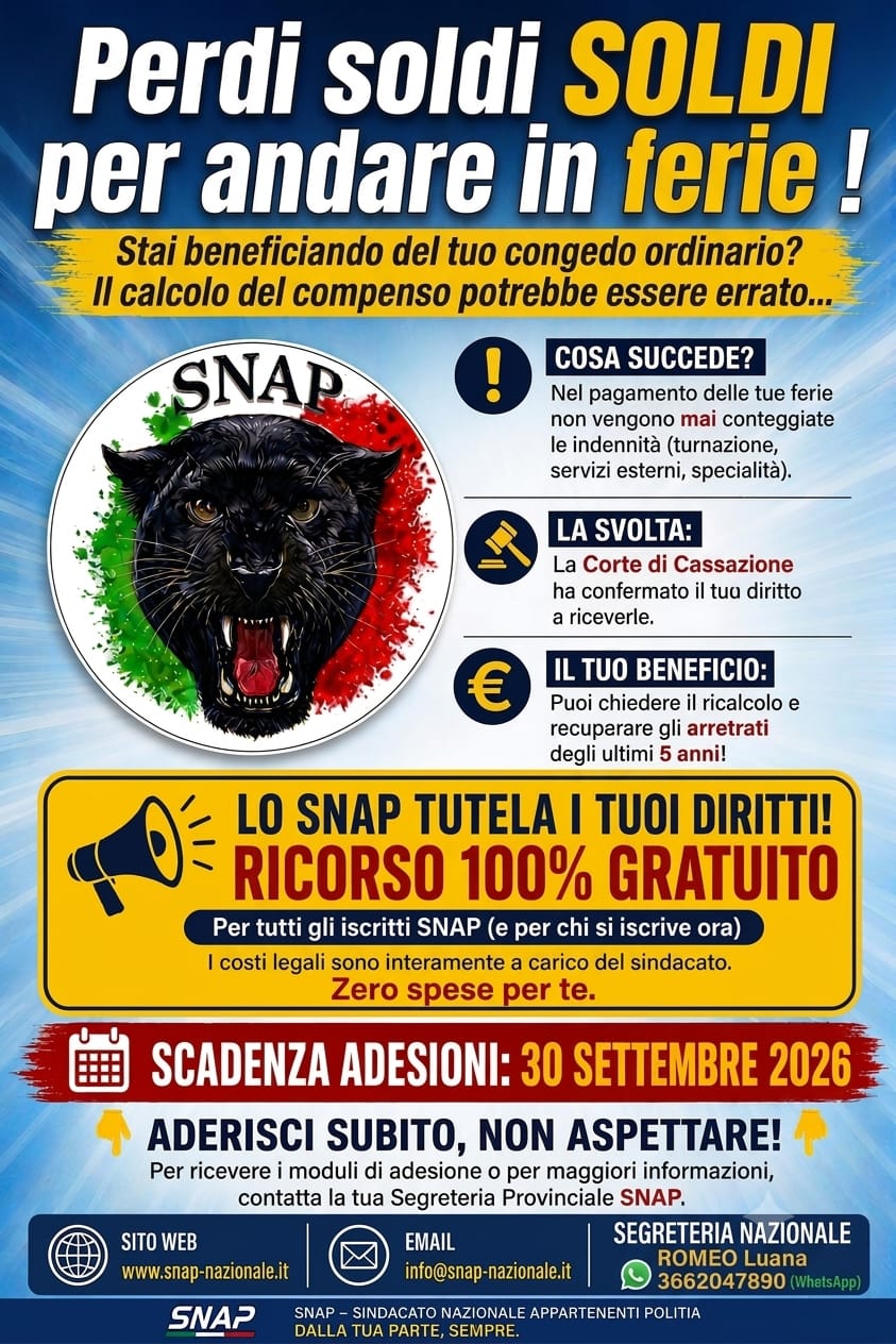 LO SNAP TUTELA I TUOI DIRITTI! - RICORSO 100% GRATUITO - PER TUTTI I NOSTRI ISCRITTI