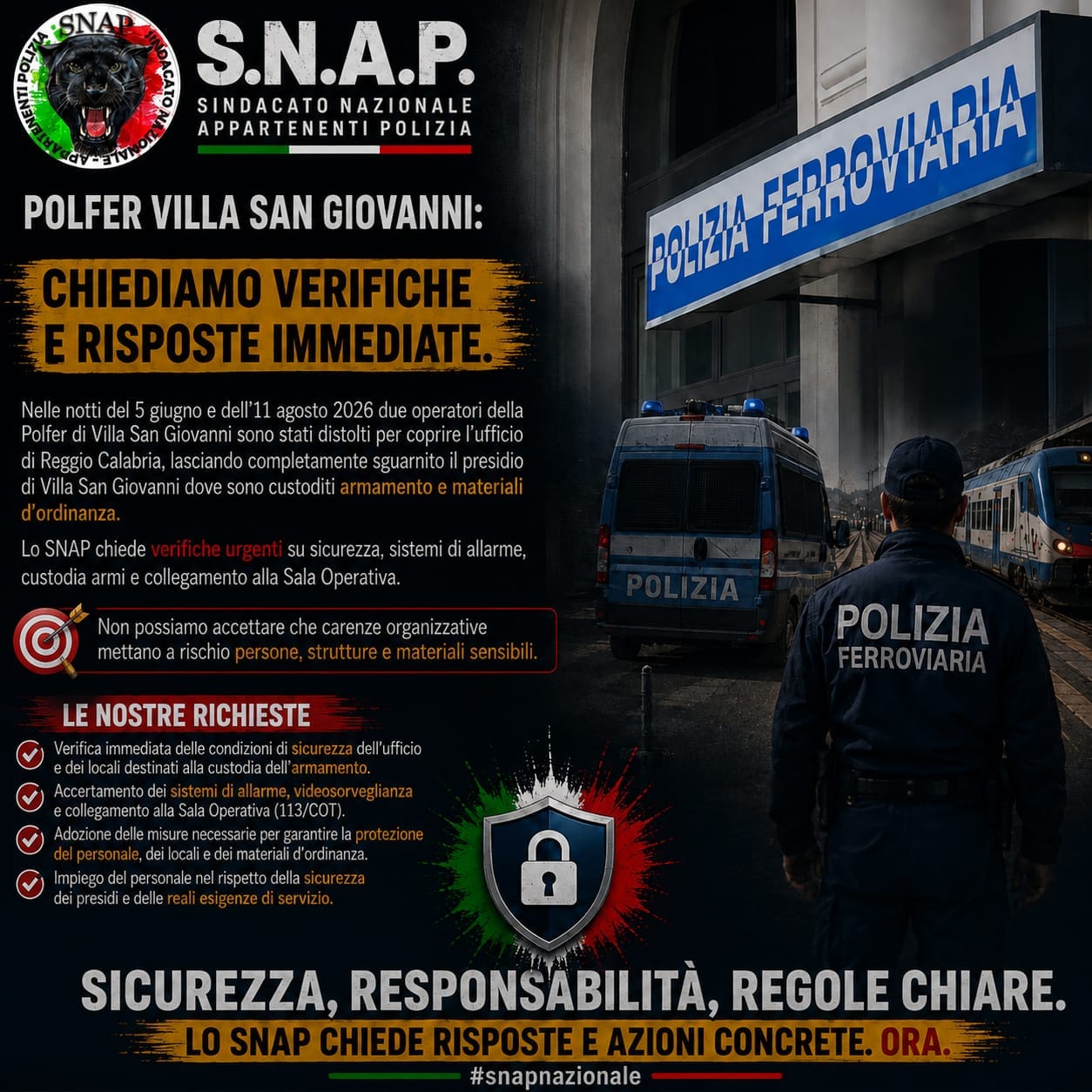 GRAVE CRITICITÀ NELL'IMPIEGO DEL PERSONALE DELLA POLFER DI VILLA SAN GIOVANNI