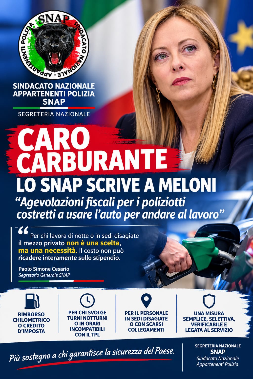 CARO CARBURANTI, LO SNAP SCRIVE A MELONI.