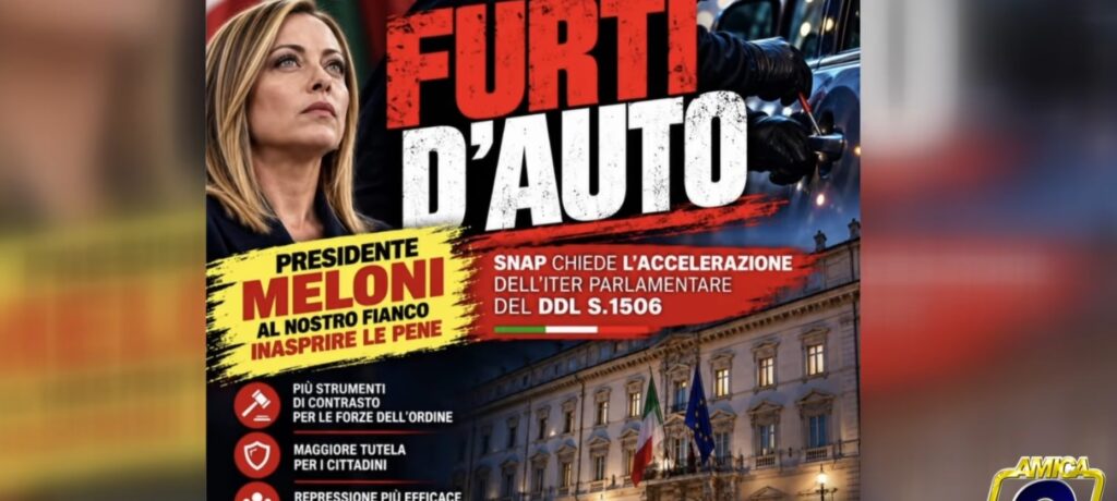 FURTI D’AUTO: SNAP E SENATORE DAMIANI, UN IMPEGNO CONVERGENTE PER ACCELERARE IL DDL S.1506