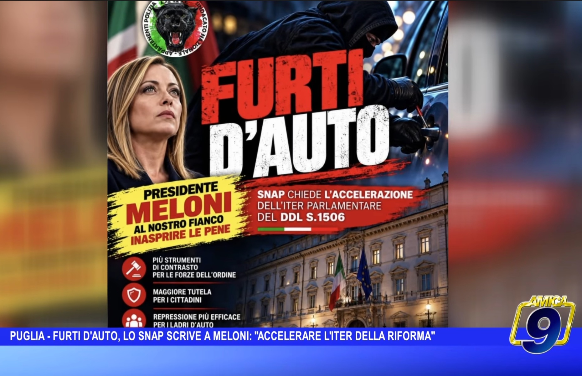 FURTI D’AUTO: SNAP E SENATORE DAMIANI, UN IMPEGNO CONVERGENTE PER ACCELERARE IL DDL S.1506