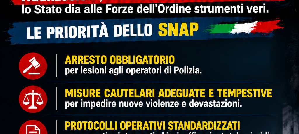 VIOLENZE DI PIAZZA, LO SNAP: «TOLLERANZA ZERO! BASTA POLIZIOTTI CON LE MANI LEGATE»